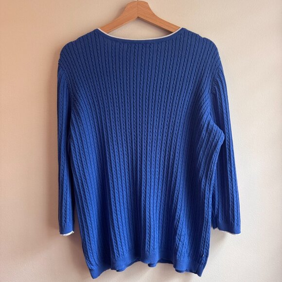 Lauren Ralph Lauren Womens Blue Cable Knit Sweater Size 1X - Picture 2 of 7